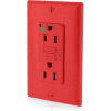 Leviton GFNT1-HFR 15A, 125V, SmartlockPro Slim Self-Test GFCI Receptacle, Hospital Grade, Red