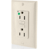Leviton GFNT1-HFT 15A, 125V, SmartlockPro Self-Test GFCI Receptacle, Hospital Grade, Light Almond
