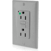 Leviton GFNT1-HGG SmartlockPro Hospital Grade GFCI Receptacle, 15A, Includes Wallplate, Gray