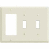 Leviton 80421-I 3-Gang 2-Toggle 1-Decora/GFCI Device Combo, Standard, Ivory