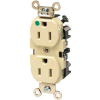 Leviton 8200-I 15a, 125v, 2p, 3w, Duplex Rcpt, Str. Blade, Self Grounding, Ivory - Min Qty 22