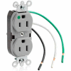 Leviton 8200-Lgy 15a, 125v, Slim Body Duplex Receptacle, Grounding, Gray - Min Qty 11