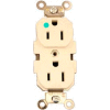 Leviton 8200-T Duplex Receptacle, Straight Blade, Self Grounding, Light Almond - Min Qty 12