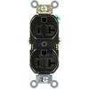Leviton BR20-E 20A, 125V, Duplex Receptacle, Self Grounding, Black - Pkg Qty 10