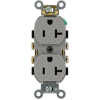 Leviton CR020-GY 20A, 125V, Slim Body Duplex Receptacle, Gray - Pkg Qty 10