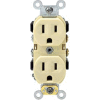 Leviton CR15-I 15A, 125V, Duplex Receptacle, Self Grounding, Ivory - Pkg Qty 10