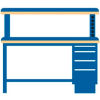 72x30x52.5 Cabinet & Leg workstation w/4 drawers, powered riser shelf/static dis. top