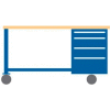 72x30x37.25 Cabinet & Leg mobile workbench w/4 drawers/wood & pressed wood top