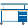 60x30x49.25 Cabinet & Leg mobile workbench w/4 drawers, adj. riser shelf/plastic laminate top