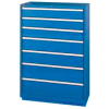 Lista® 7 Drawer Shallow Depth, 59-1/2"H Cabinet - Bright Blue, Master Keyed