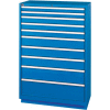 Lista® 10 Drawer Shallow Depth Cabinet - Bright Blue, Individual Lock