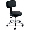 Lorell® Round Vinyl Stool With Back, 16" Diameter Seat, Black
