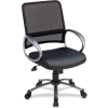 Lorell® Mid-Back Task Chair, 25"W x 25"D x 42"H, Black Leather Seat/Mesh Back