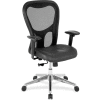 Lorell® Mid-Back Executive Chair, 25"W x 23-5/8"D x 44"H, Black Leather Seat/Mesh Back
