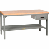 Little Giant WSJ2-3048-AH-DR 48"W x 30"D Welded Maple Butcher Block Workbench, Adj. Height w/ Drawer