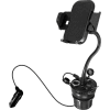 Macally Adjustable Car Cup Holder Phone Mount with 21W USB Charger and 2 CLA Sockets