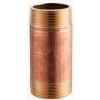 1/2 In. X 6-1/2 In. Lead Free Red Brass Pipe Nipple - 140 PSI - Import - Pkg Qty 25