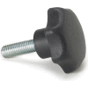 Plastic Hand Knob w/SS Screw - M10x1.5 Thread, 50mm Thread Length, 50mm Knob Dia. - PHK-2548SS