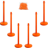 Mr. Chain 71112-6 Plastic Stanchion Kit, Orange, 6pk 50' of 2" Chain, 2.5" Pole, 14" Base, 40"H