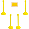 Mr. Chain 71302-4 Plastic Stanchion Kit, Yellow, 4pk 30' of 2" HD Chain, 3" Pole, 16" Base, 41"H