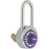 Master Lock® 1585LHPRP 3-Letter-Combo Padlock 2" Inside Shackle HT, Key Override, Purple Dial