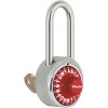 Master Lock® No. 1585LHRED 3-Letter-Combo Padlock 2" Inside Shackle HT, Key Override, Red Dial