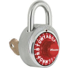 Master Lock® No. 1585RED 3-Letter-Combo Padlock 3/4" Inside Shackle HT, Key Override, Red Dial