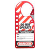Master Lock® Lockout Hasp, Anodized Aluminum, Labelled, 2-7/8"W X 7"L, Red