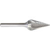Made in USA SM-61 Carbide Burr, 3/32" Diameter, Double Cut, Pointed Cone, 10° Included Angle