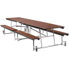 NPS® 12' Mobile Cafeteria Table with Benches - MDF - Walnut Top/Chrome Frame