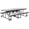 NPS® 8' Mobile Cafeteria Table with Benches - MDF - Gray Top/Black Frame