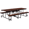 NPS® 10' Mobile Cafeteria Table with Benches - MDF - Walnut Top/Black Frame