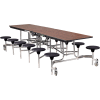 NPS® 10' Mobile Cafeteria Table with Stools - MDF - Walnut Top/Black Stools/Chrome Frame