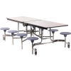 NPS® 8' Mobile Cafeteria Table with Stools - MDF - Gray Top/Gray Stools/Chrome Frame