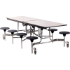 NPS® 8' Mobile Cafeteria Table with Stools - MDF - Gray Top/Black Stools/Chrome Frame