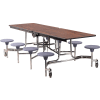 NPS® 8' Mobile Cafeteria Table with Stools - MDF - Walnut Top/Gray Stools/Chrome Frame