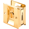 Prime-Line N 6771 Pocket Door Privacy Lock with Pull, Polished Brass