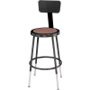 Interion® Steel Shop Stool w/Backrest and Hardboard Seat - Adjustable Height 19"-27" - Black - 2PK