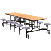 NPS® 10' Mobile Cafeteria Table with Stools - MDF - Oak Top/Gray Stools/Black Frame