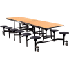 NPS® 10' Mobile Cafeteria Table with Stools - MDF - Oak Top/Black Stools/Black Frame