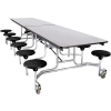 NPS® 10' Mobile Cafeteria Table with Stools - MDF - Gray Top/Black Stools/Chrome Frame