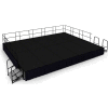 NPS® 16' x20' Stage Package, 24" Height, Black Carpet, Black Shirred Pleat Skirting
