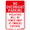 Global Industrial™ No Overnight Parking Violators Will Be Towed, 18x12, .063 Aluminum