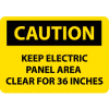 NMC C533PB OSHA Sign, Caution Keep Electric Panel Area Clear For 36 Inches, 10" X 14", Yellow/Black