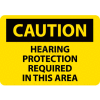 NMC C88P OSHA Sign, Caution Hearing Protection Required In This Area, 7" X 10", Yellow/Black