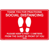 Global Industrial™ Red Social Distancing Floor Sign, 16" W x 10" H, Vinyl Adhesive