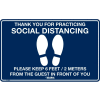 Global Industrial™ Dark Blue Social Distancing Floor Sign, 16" W x 10" H , Vinyl Adhesive