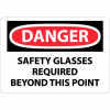 NMC D108AB OSHA Sign, Danger Safety Glasses Required Beyond This Point, 10" X 14", White/Red/Black