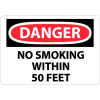 NMC D124RB OSHA Sign, Danger No Smoking Within 50 Feet, 10" X 14", White/Red/Black