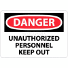 NMC D143AB OSHA Sign, Danger Unauthorized Personnel Keep Out, 10" X 14", White/Red/Black